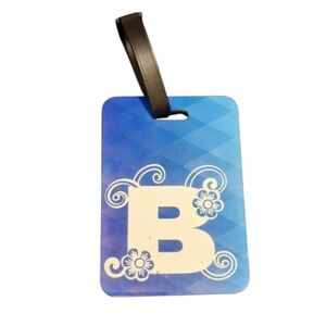 INITIAL "B" GRADIENT BLUE DIAMOND HANDCRAFTED LUGGAGE TAG